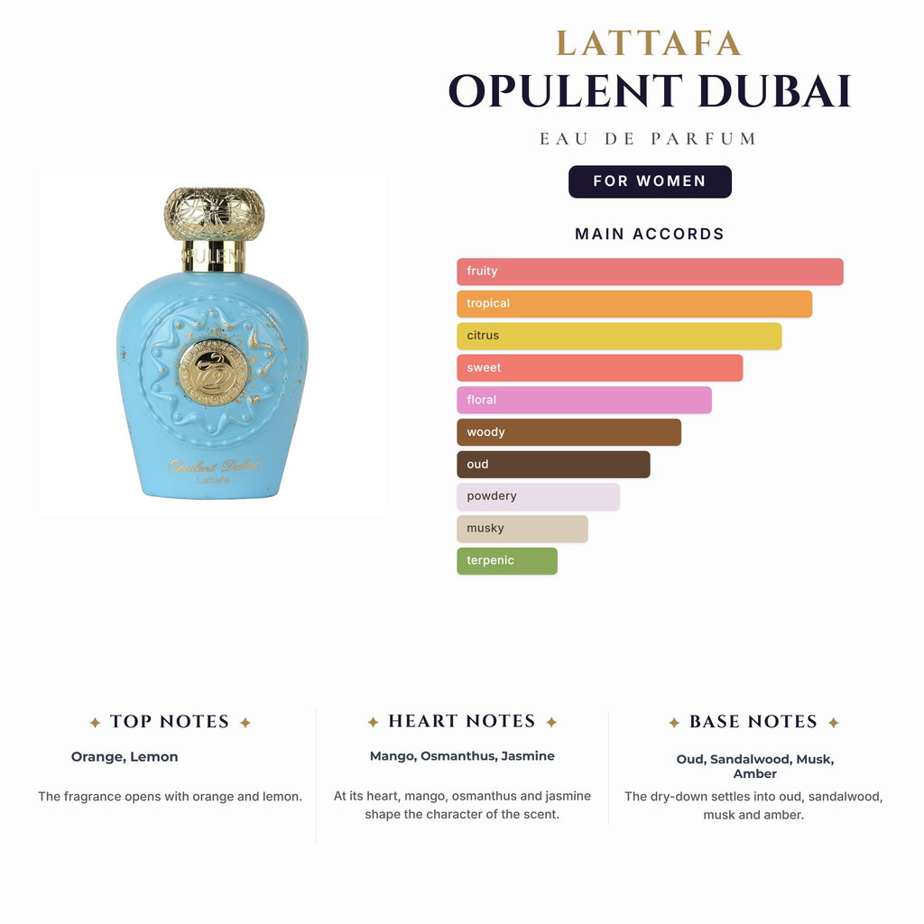 Lattafa Opulent Dubai 3.4oz EDP Spray for Women