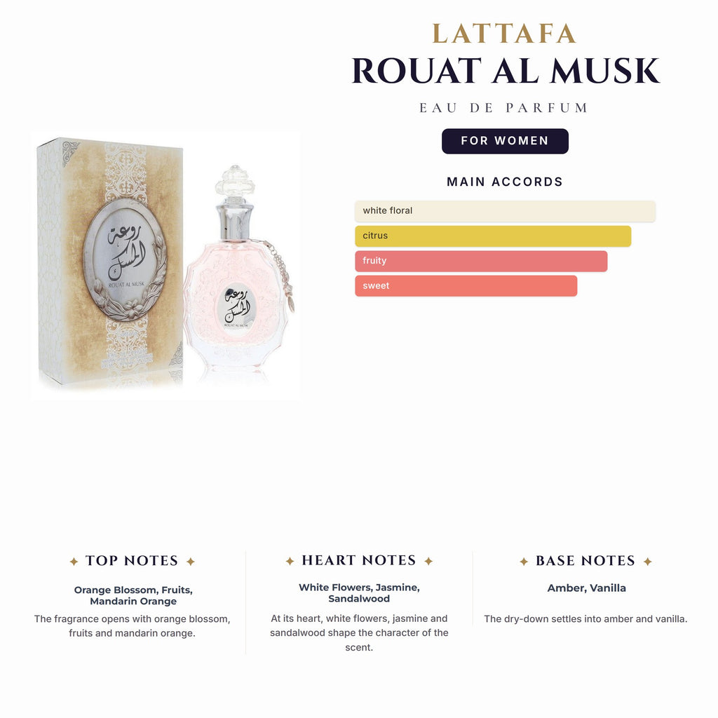 Lattafa Rouat Al Musk 3.4oz EDP Spray for Women