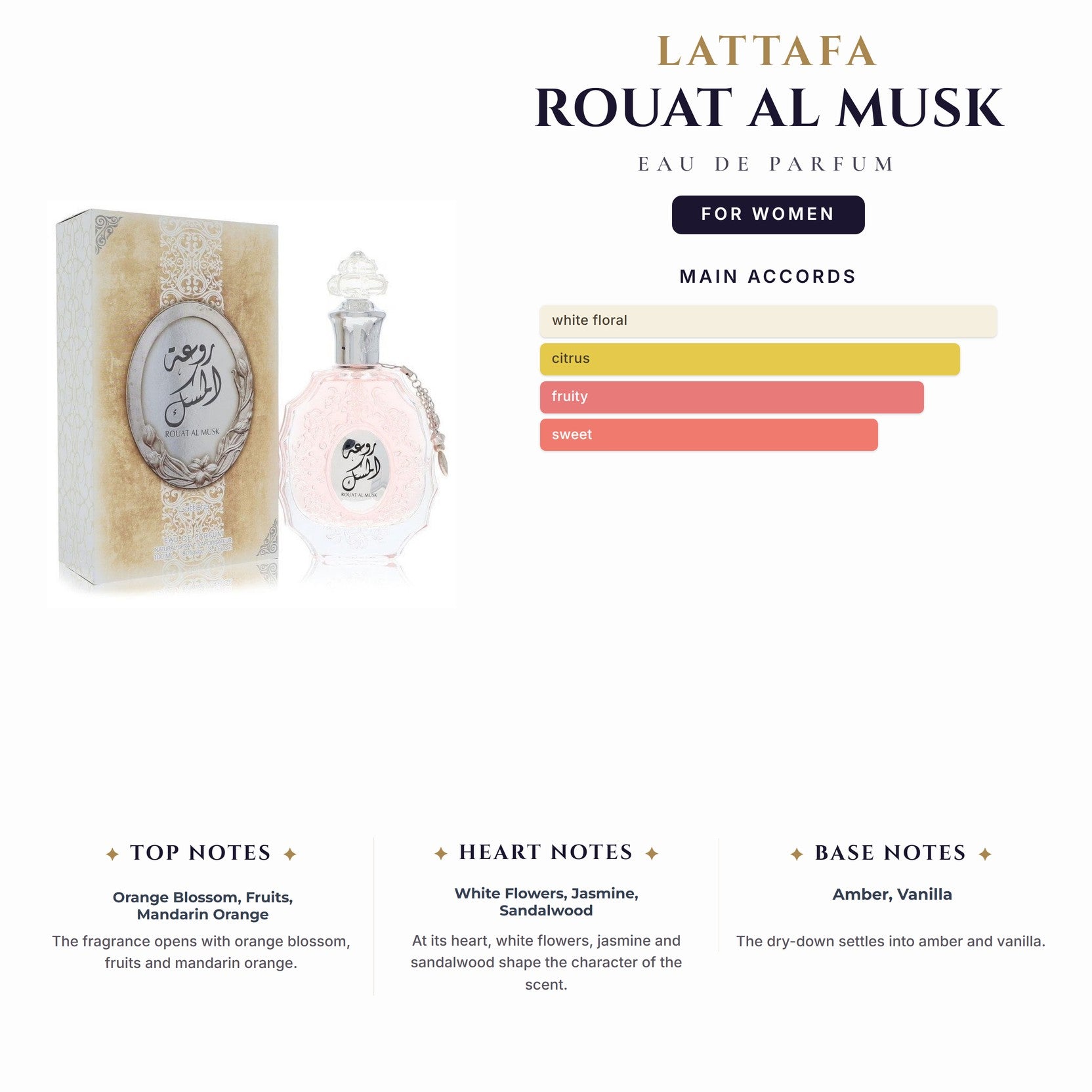 Lattafa Rouat Al Musk 3.4oz EDP Spray for Women