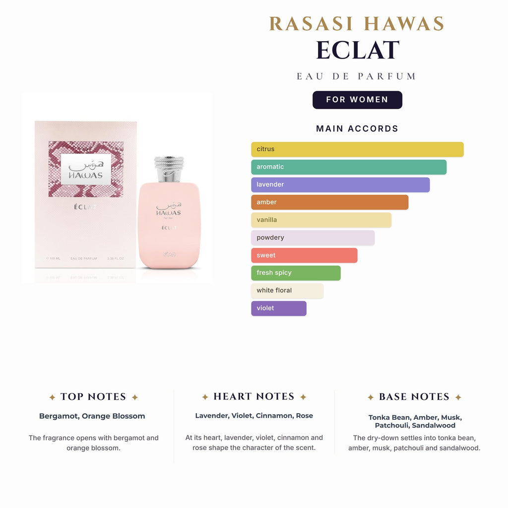 Rasasi Hawas Eclat 3.4oz EDP Spray for Women