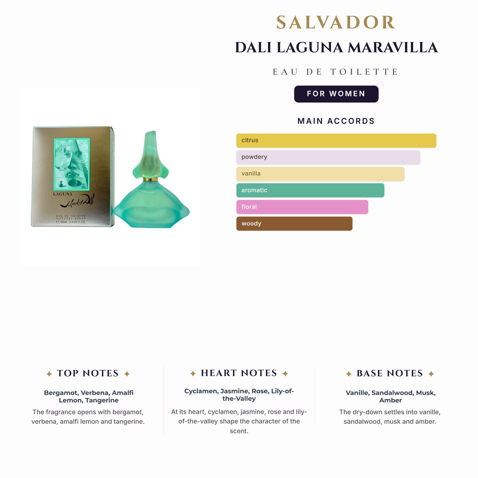 Salvador Dali Laguna Maravilla 3.4oz EDT Spray for Women