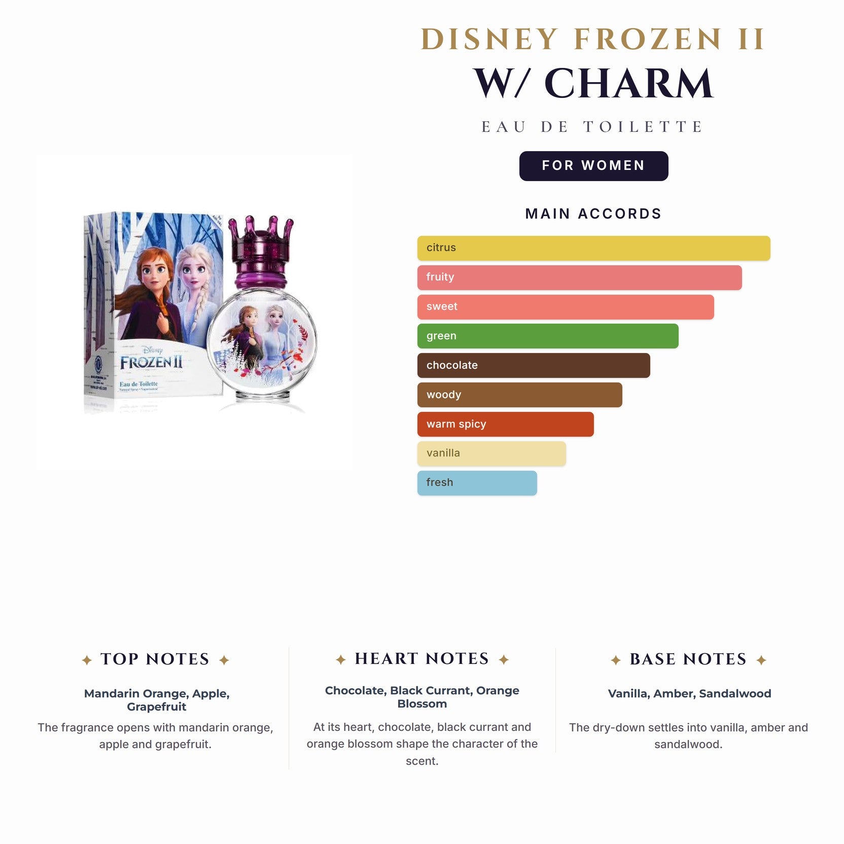 Kids- Disney Frozen Ii W/ Charm 3.4oz EDT Spray for Women