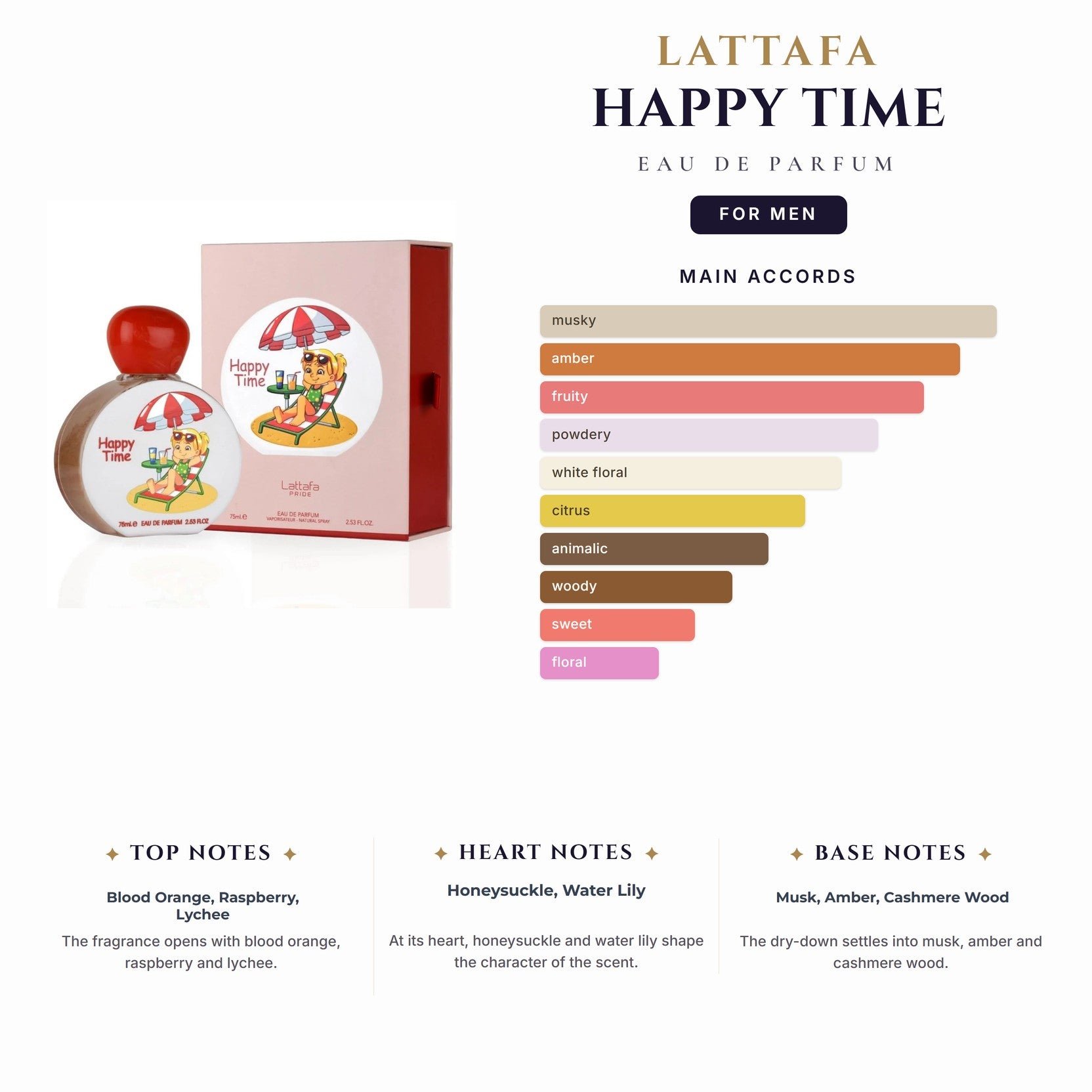 Kids-Lattafa Happy Time 2.5oz EDP Spray for Men