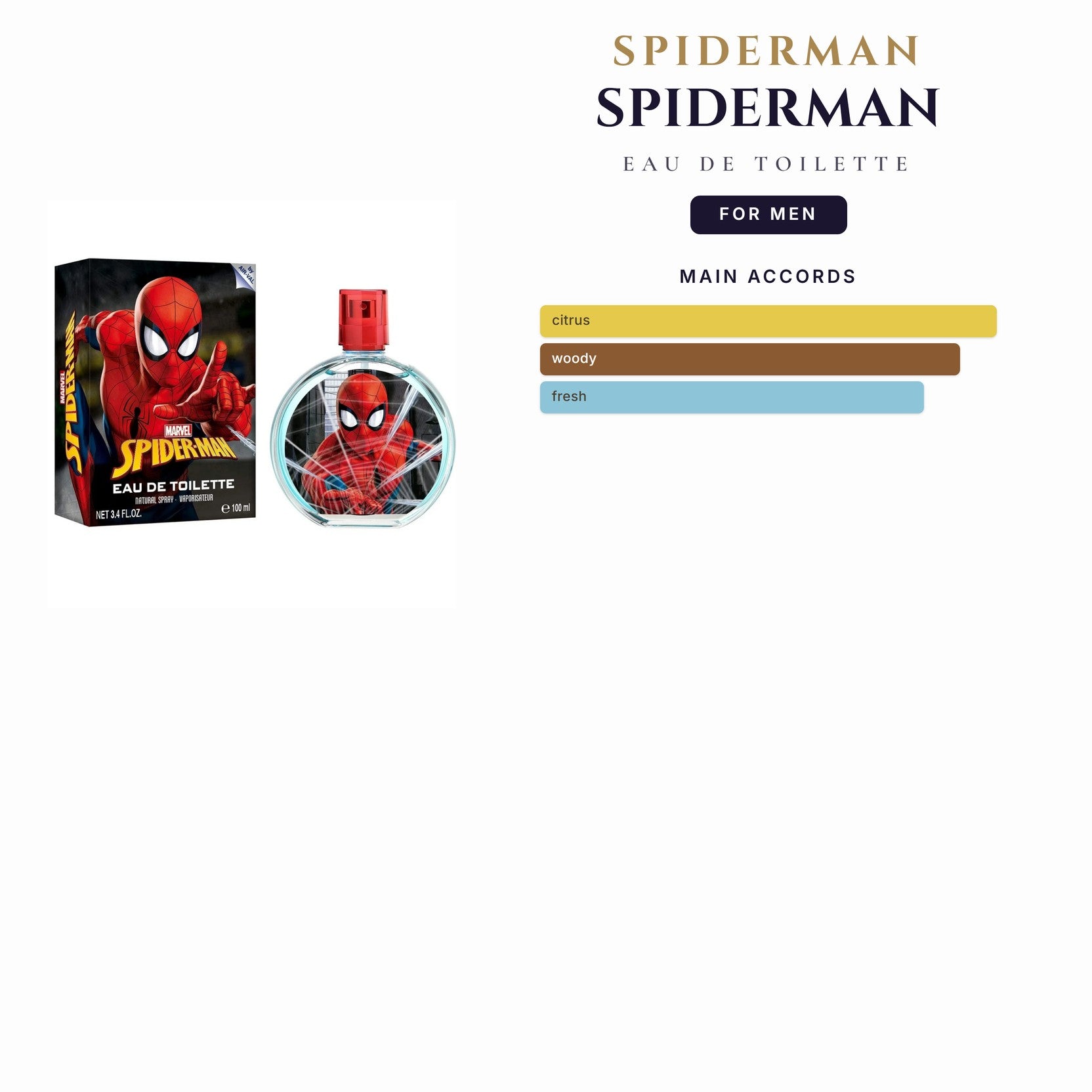 Kids- Spiderman 3.4oz EDT Spray for Men