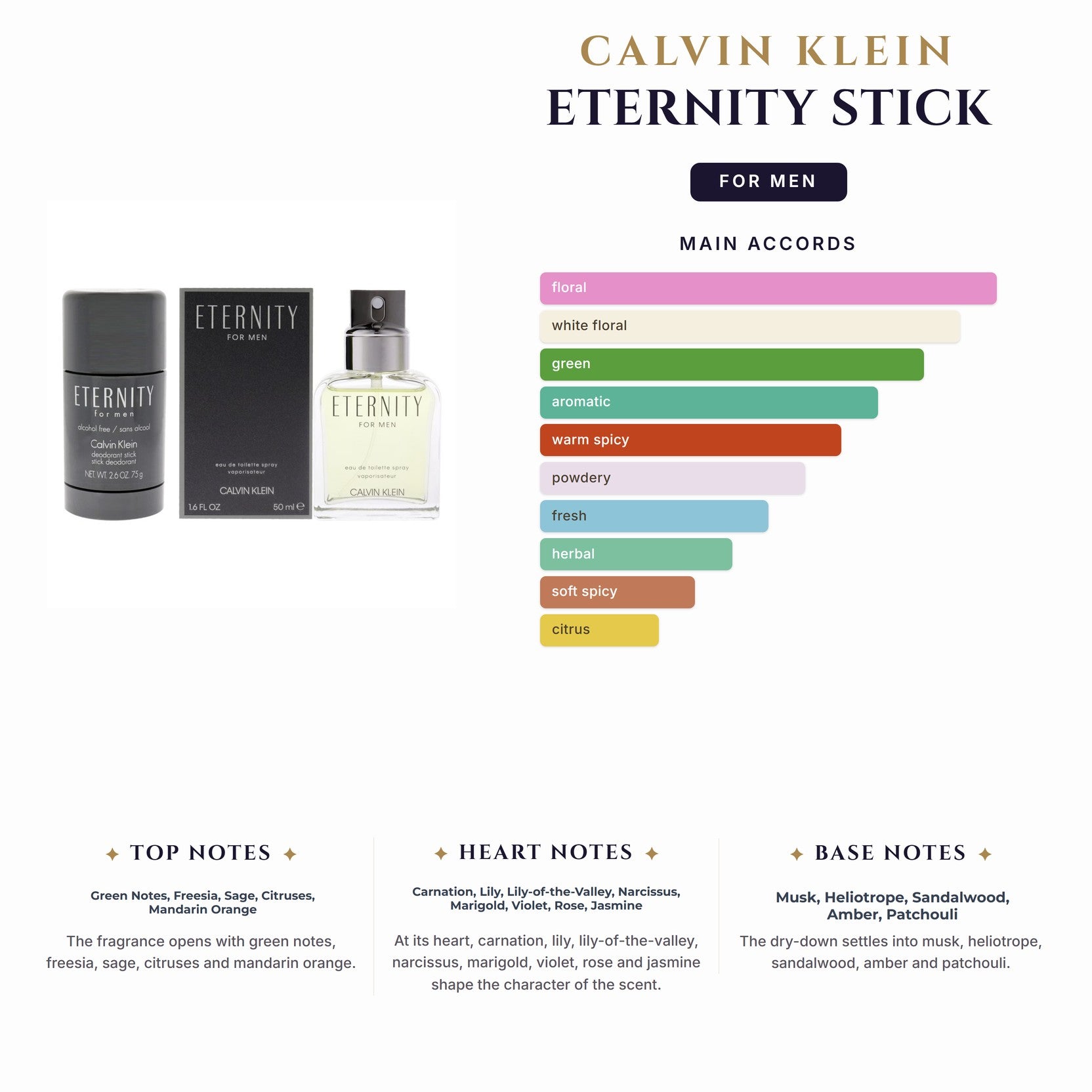 Deo Ck Eternity 2.6oz Stick for Men