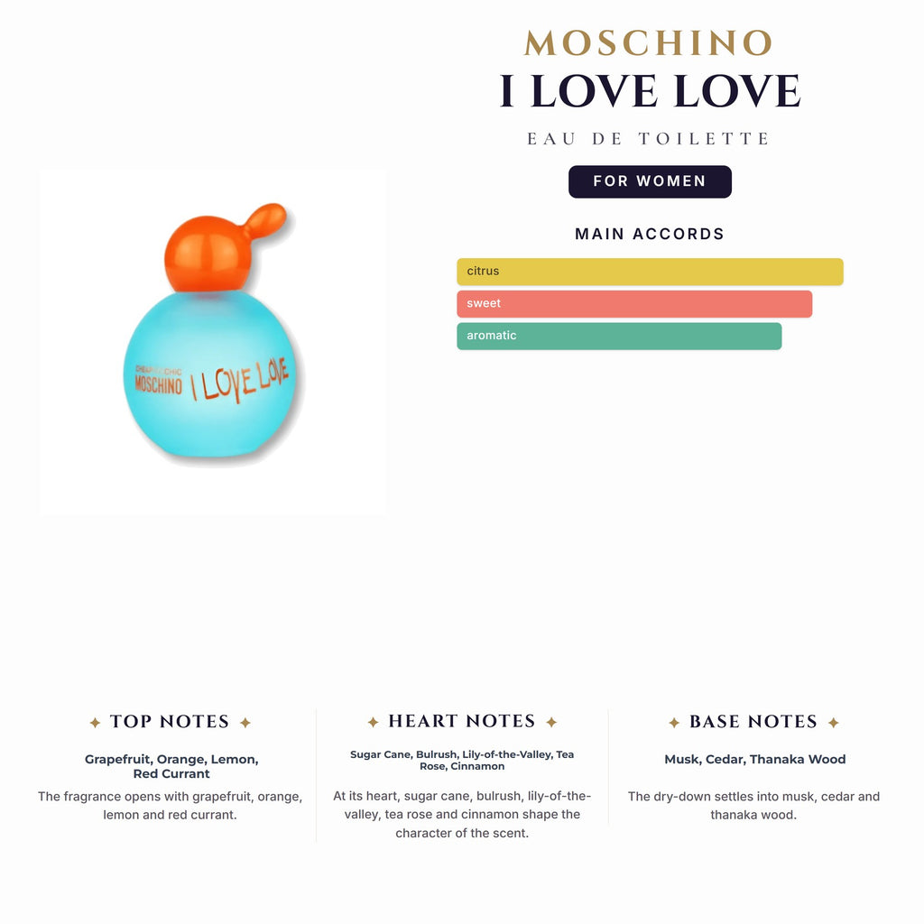 Tst Moschino I Love Love 3.4oz EDT Spray for Women