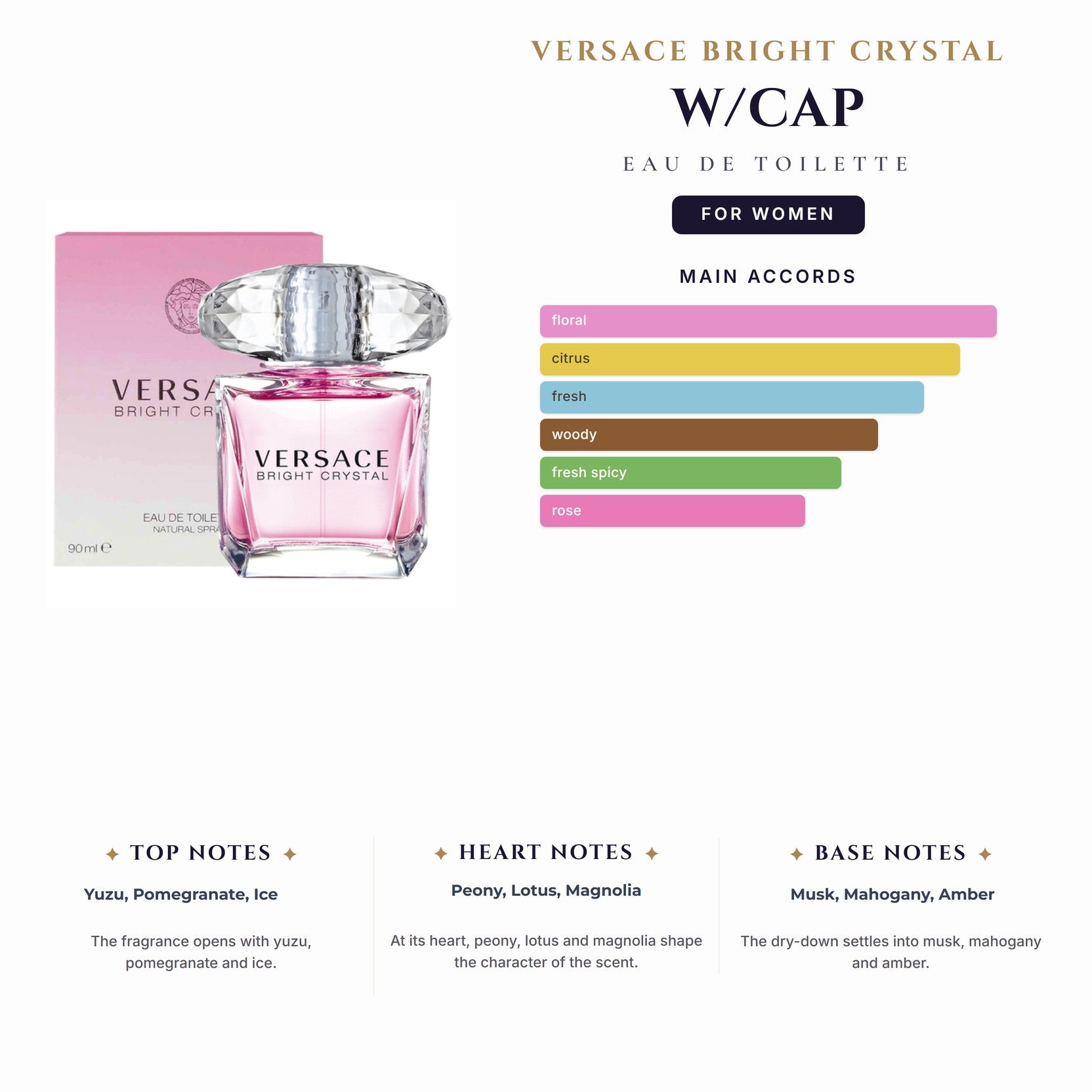 Tst Versace Bright Crystal 3.0oz EDT Spray W/Cap for Women