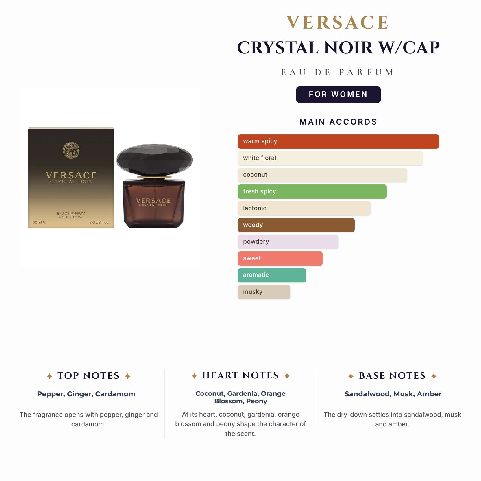 Tst Versace Crystal Noir 3.4oz EDP W/Cap for Women
