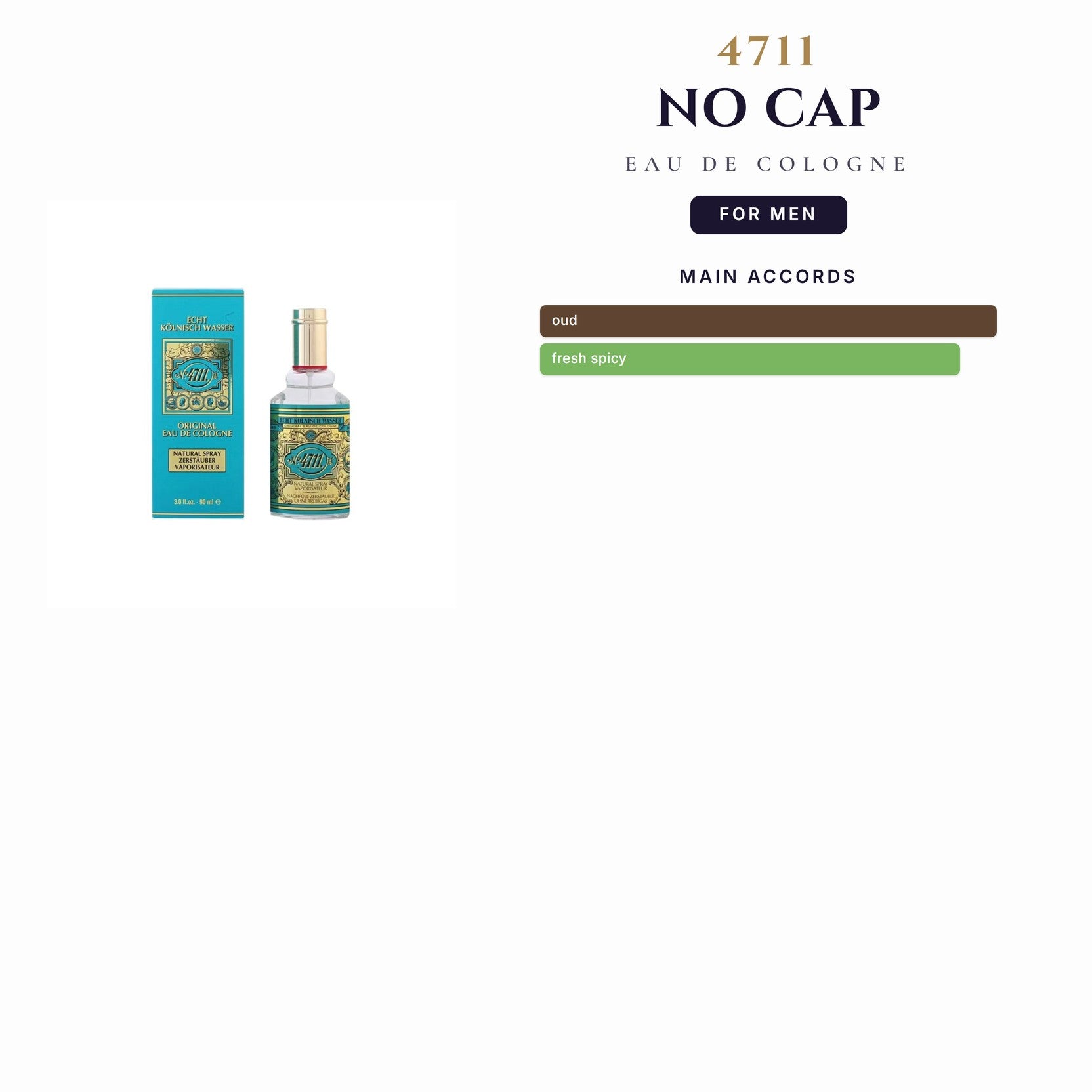 Tst 4711 3.0oz EDC No Cap for Men