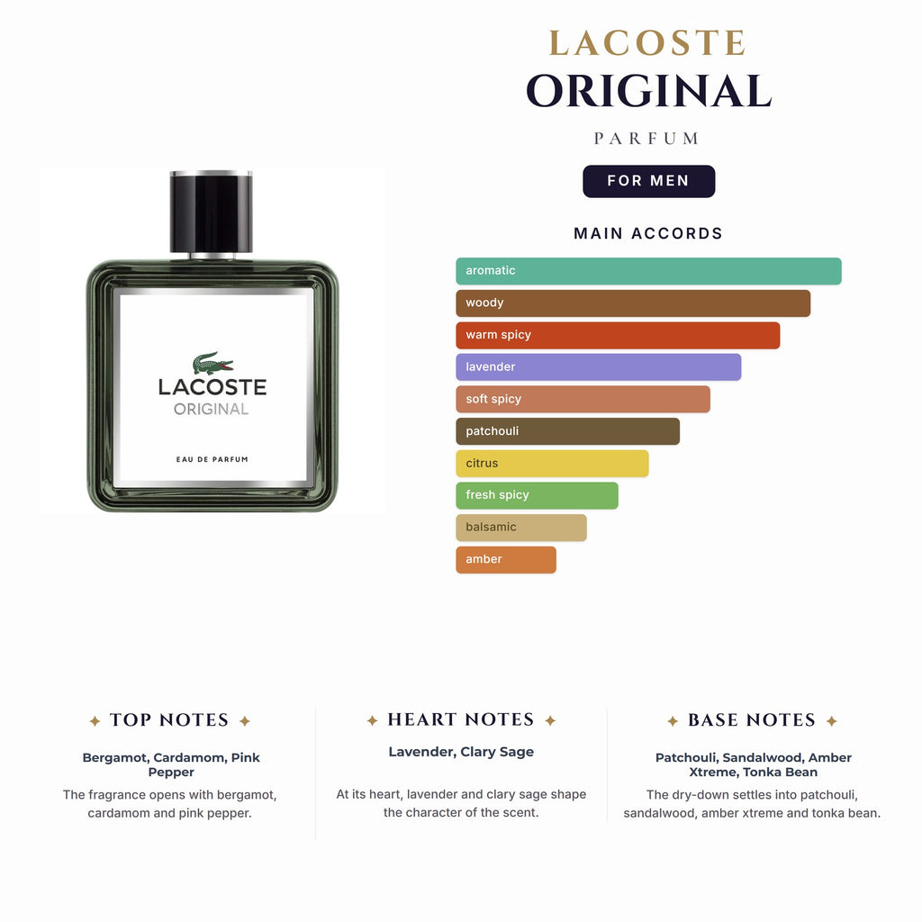 Tst Lacoste Original 3.4oz Parfum Spray for Men