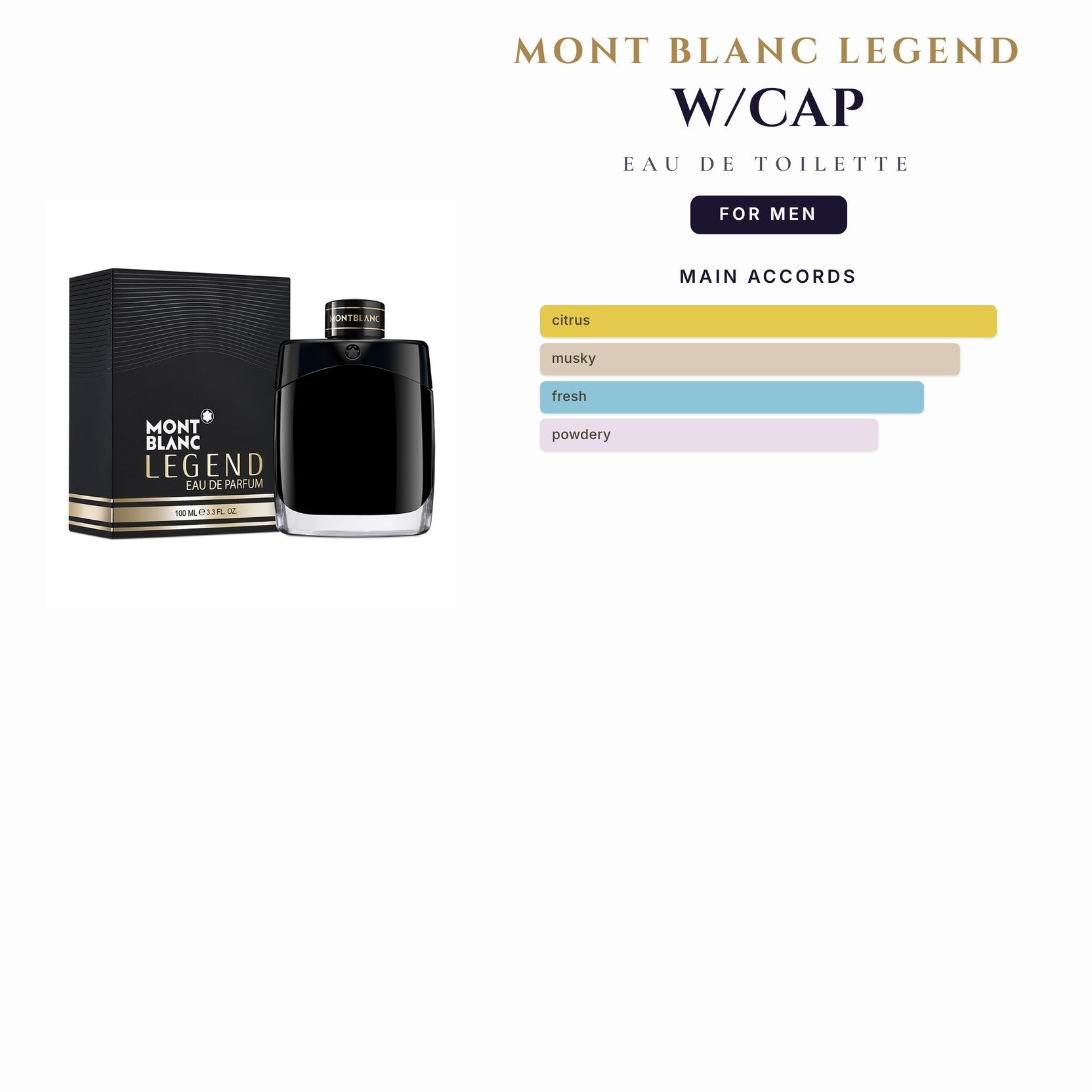 Tst Mont Blanc Legend 3.4oz EDT Spy W/Cap for Men
