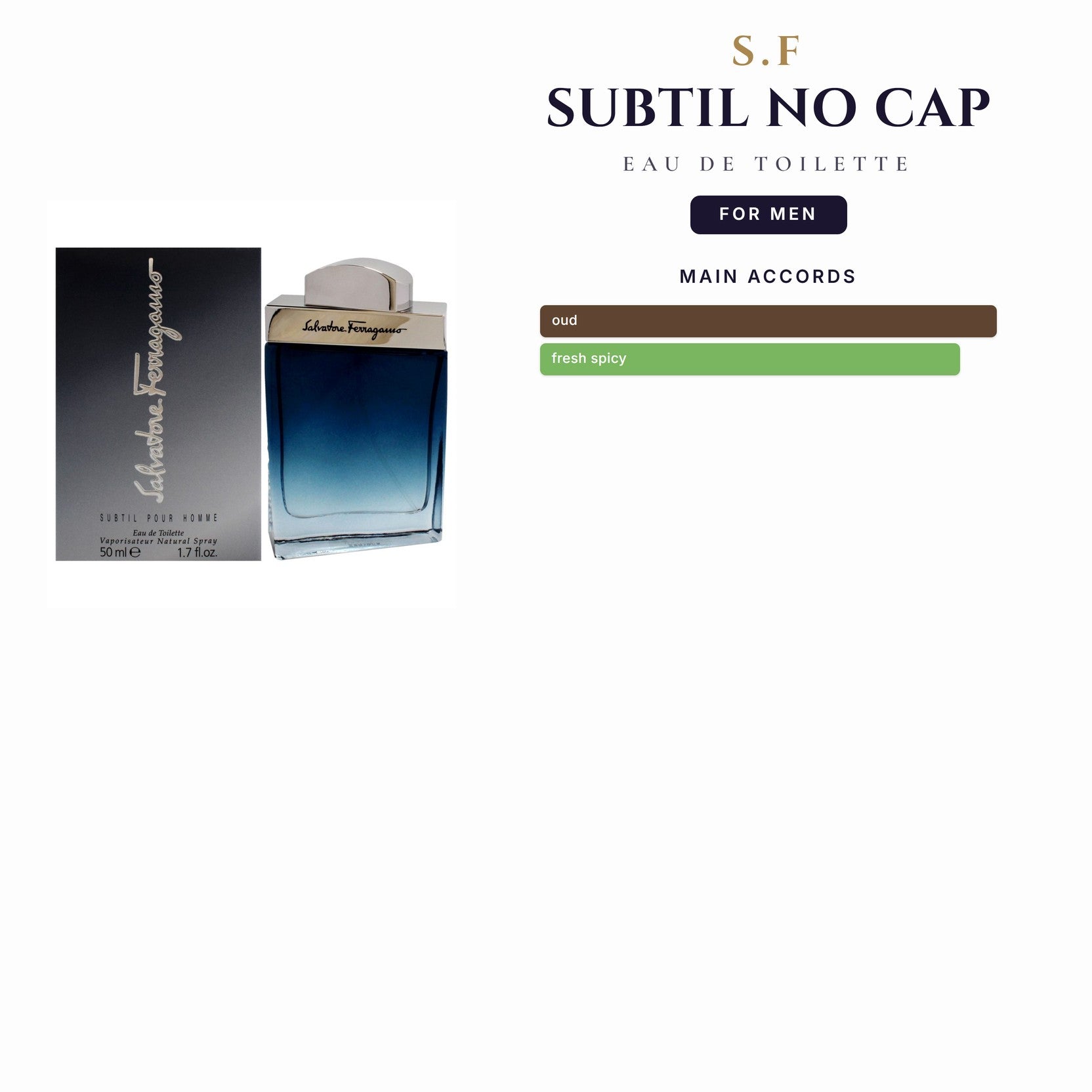 Tst S.F Subtil 3.4oz EDT Spray No Cap for Men