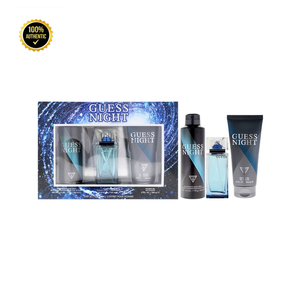 Set M- Guess Night 3Pc. (3.4oz EDT + 6.0oz Deo Spy + 6.7oz S/Gel)