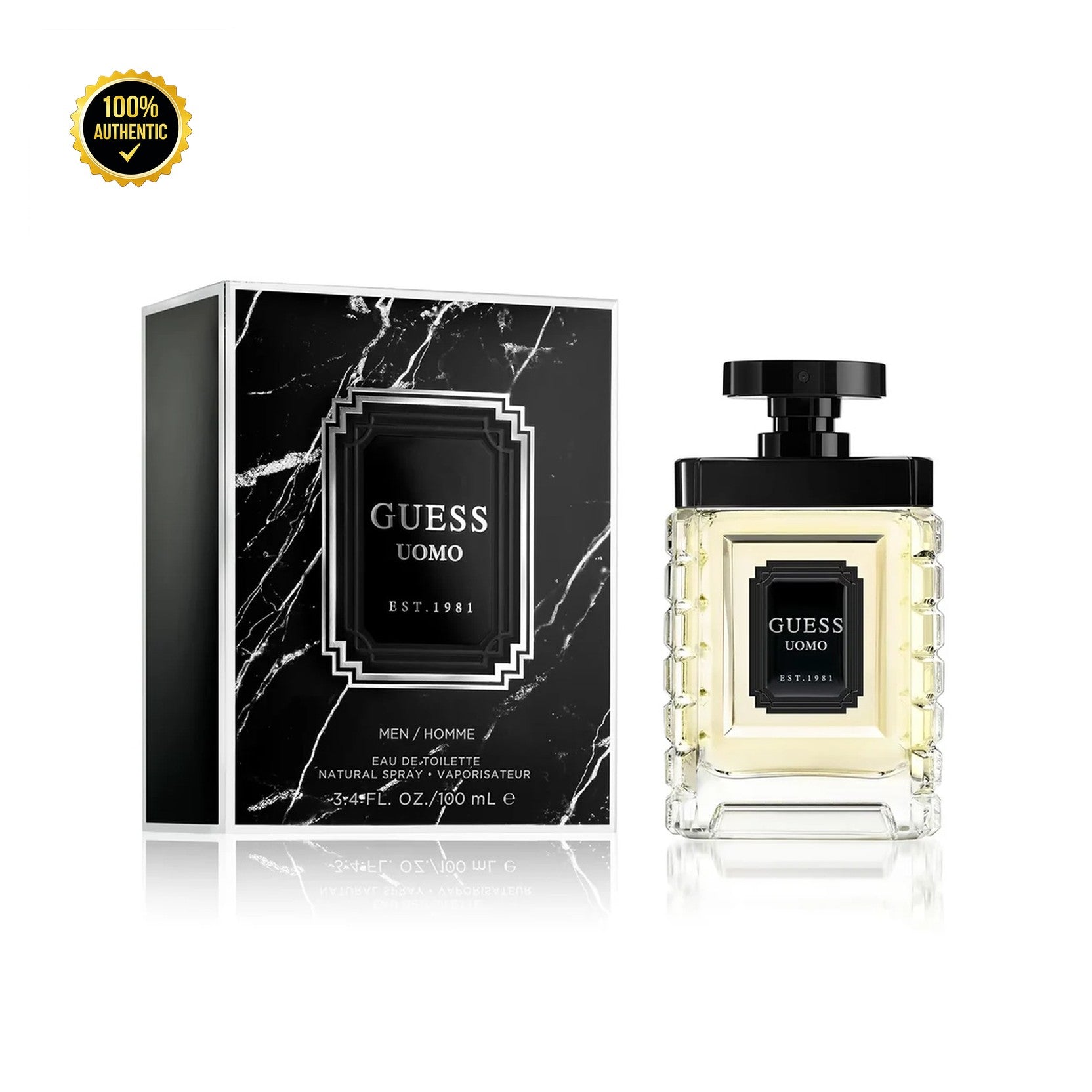 Set M- Guess Uomo 4Pc (3.4oz EDT+6.0oz Bs+3.4Sg+Bag)