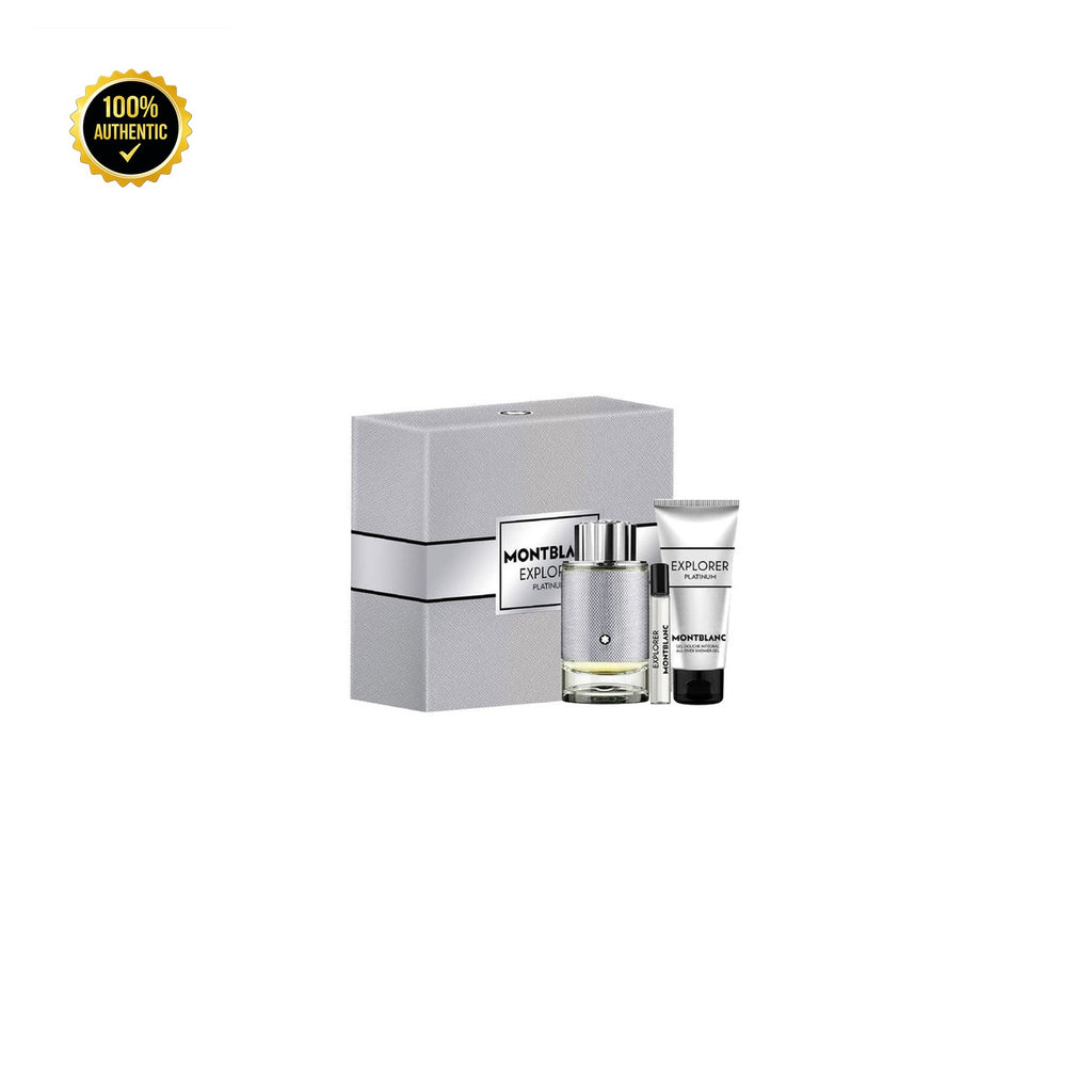 Set M- Mont Blanc Explorer Platinum 3Pc. (3.4oz EDP + 0.25oz EDP + 3.3oz S/Gel)Sb