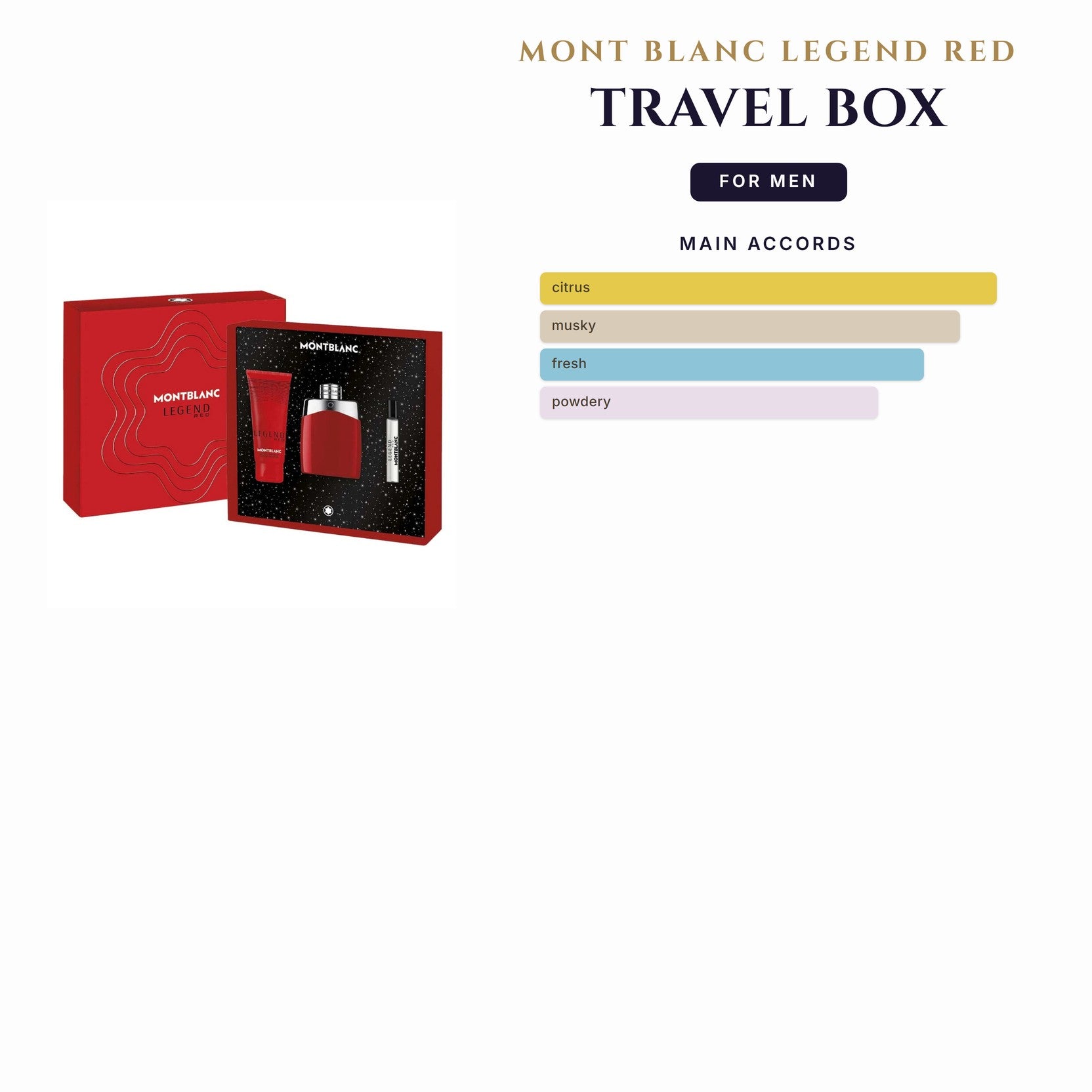 Set M- Mont Blanc Legend Red 3Pc (3.4oz EDP +3.4Sg +7.5Ml) Travel Box