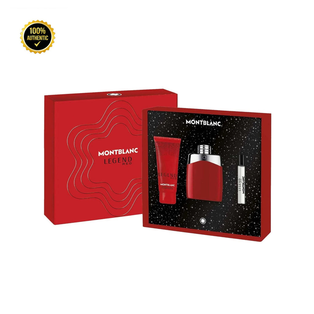 Set M- Mont Blanc Legend Red 3Pc(3.4ozedp +0.25oz EDP+3.4oz Sg) Travel Box