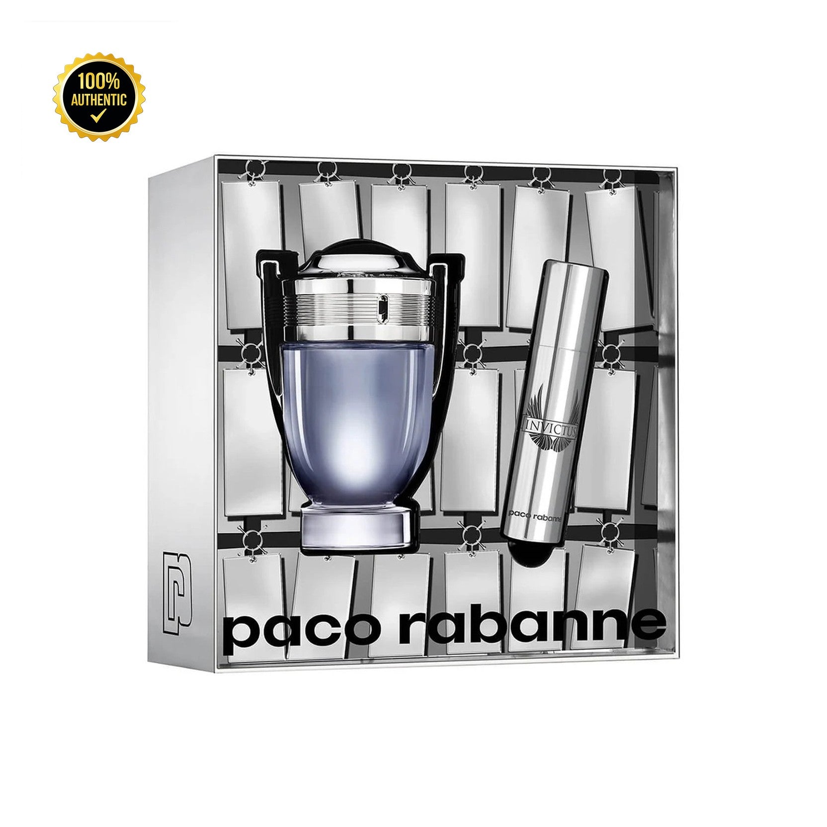 Set M- Paco Invictus 2Pc (3.4oz EDT + 0.68oz EDT Mini) Travel Box