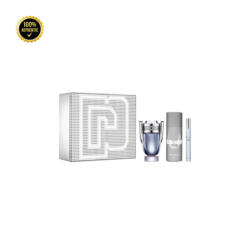 Set M- Paco Invictus 3Pc (3.4oz EDT + 5.1oz Deo Spy +0.34oz EDT Mini)