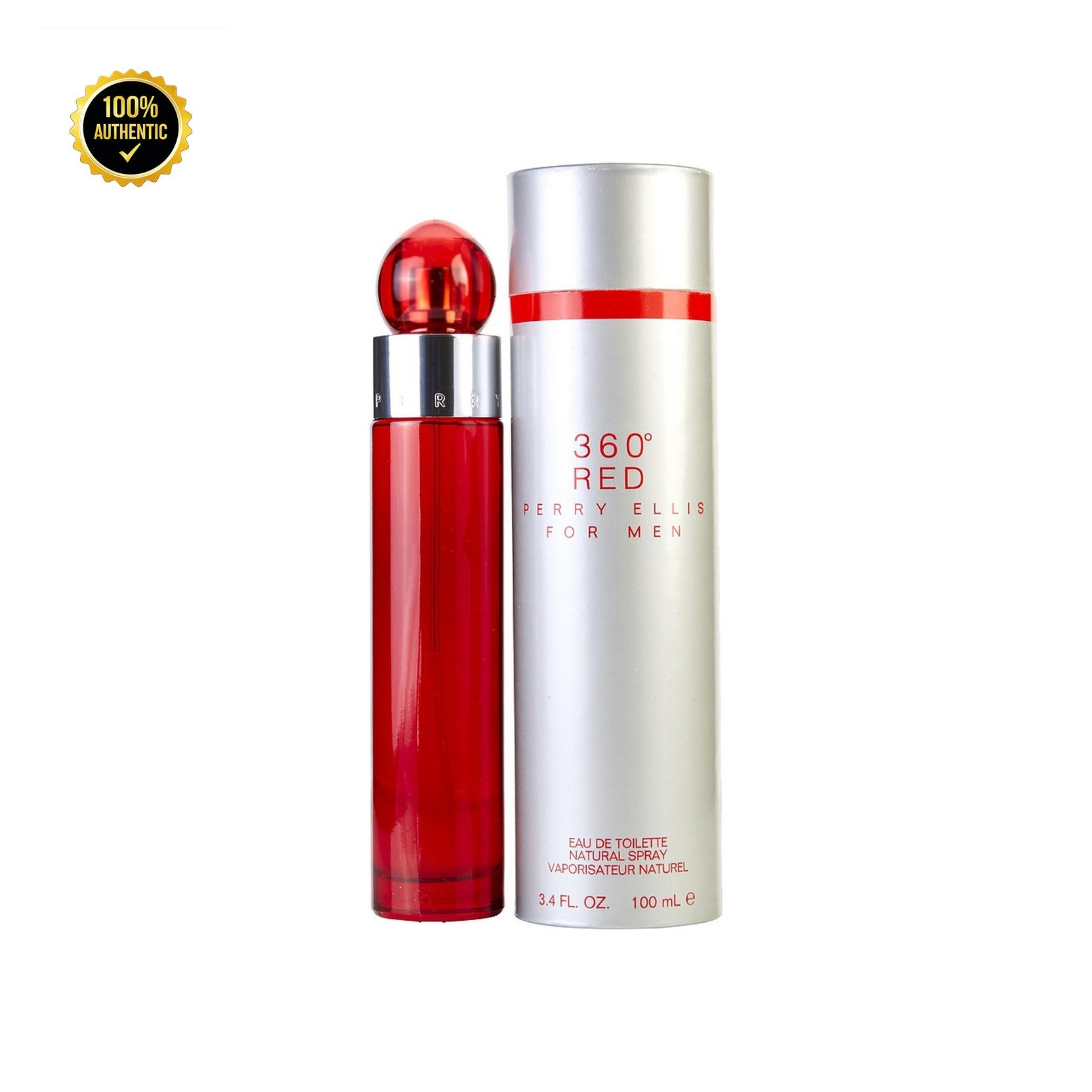 Set M- Perry Ellis 360 Red 4Pc (3.4oz EDT + 6.0oz Deo Spy + 3.4Sg + 0.25oz Mini)