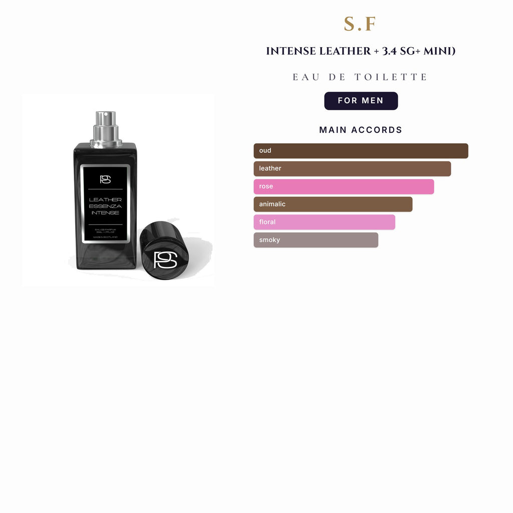 Set M- S.F Intense Leather 3.4oz EDT + 3.4 Sg+ Mini)