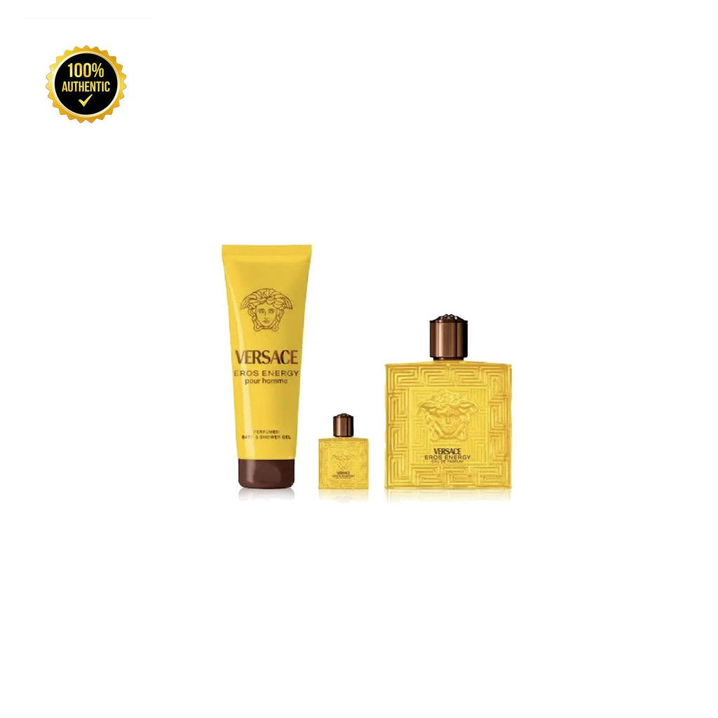 Set M- Versace Eros Energy 3Pc (3.4oz EDP + 0.17oz EDP+5.0Sg)