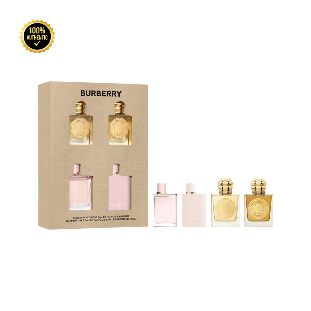 Set W Burberry Her Sampler Mini'S 4X 0.16oz (2 X Her EDP+ 2 X Goddess