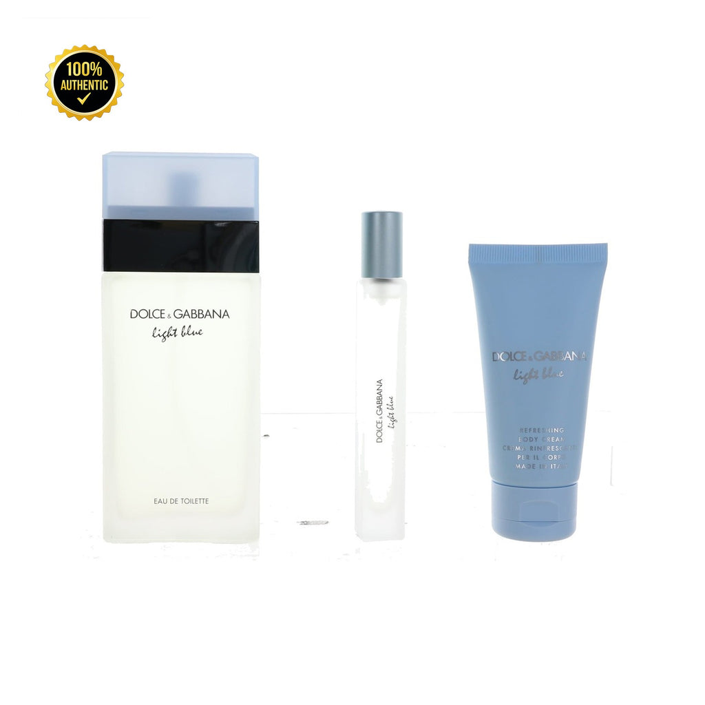 Set W- D&G Light Blue 3Pc (3.4oz EDT + 1.7oz Bl + 0.33oz EDT)