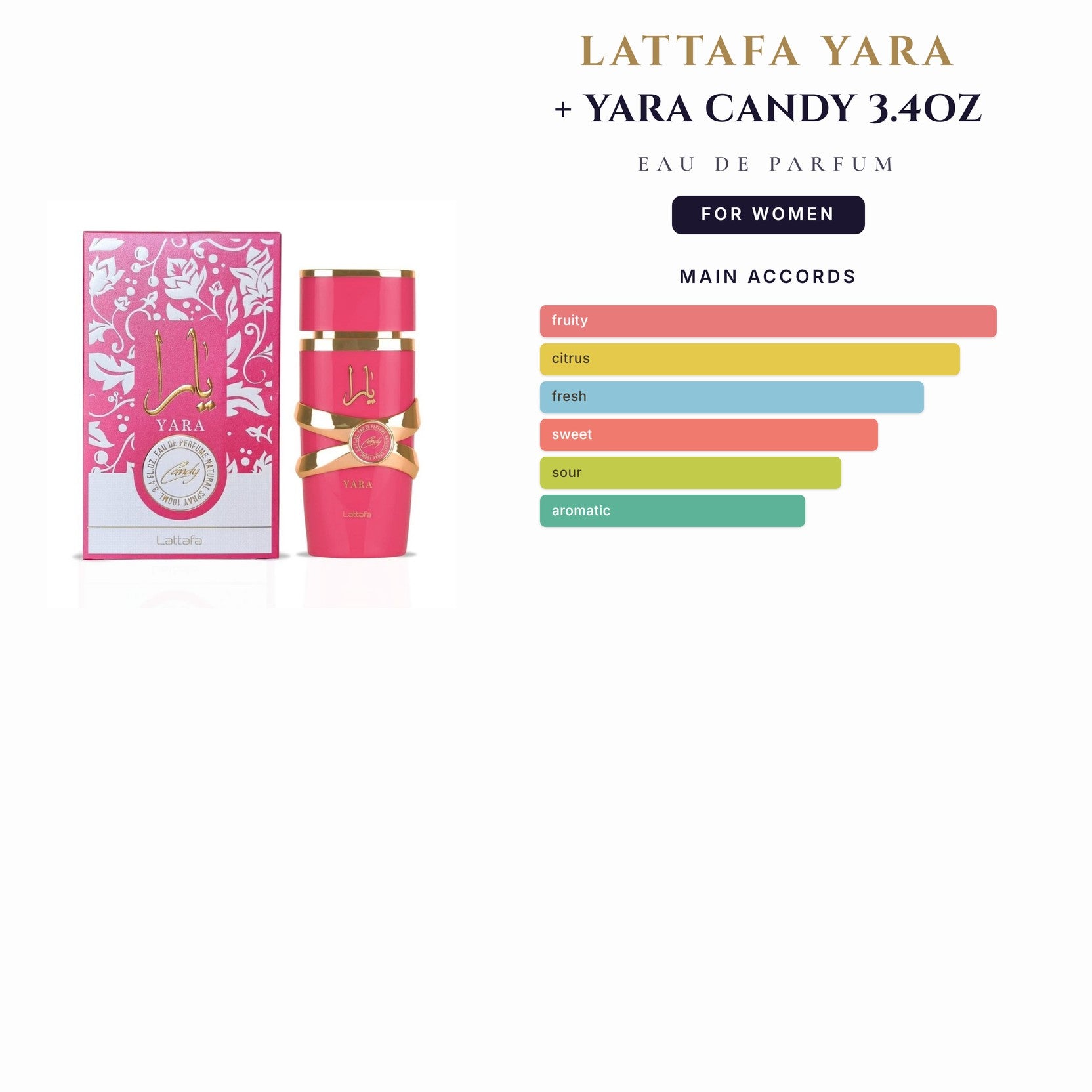 Set W Lattafa Yara 3.4oz EDP  + Yara Candy 3.4oz EDP