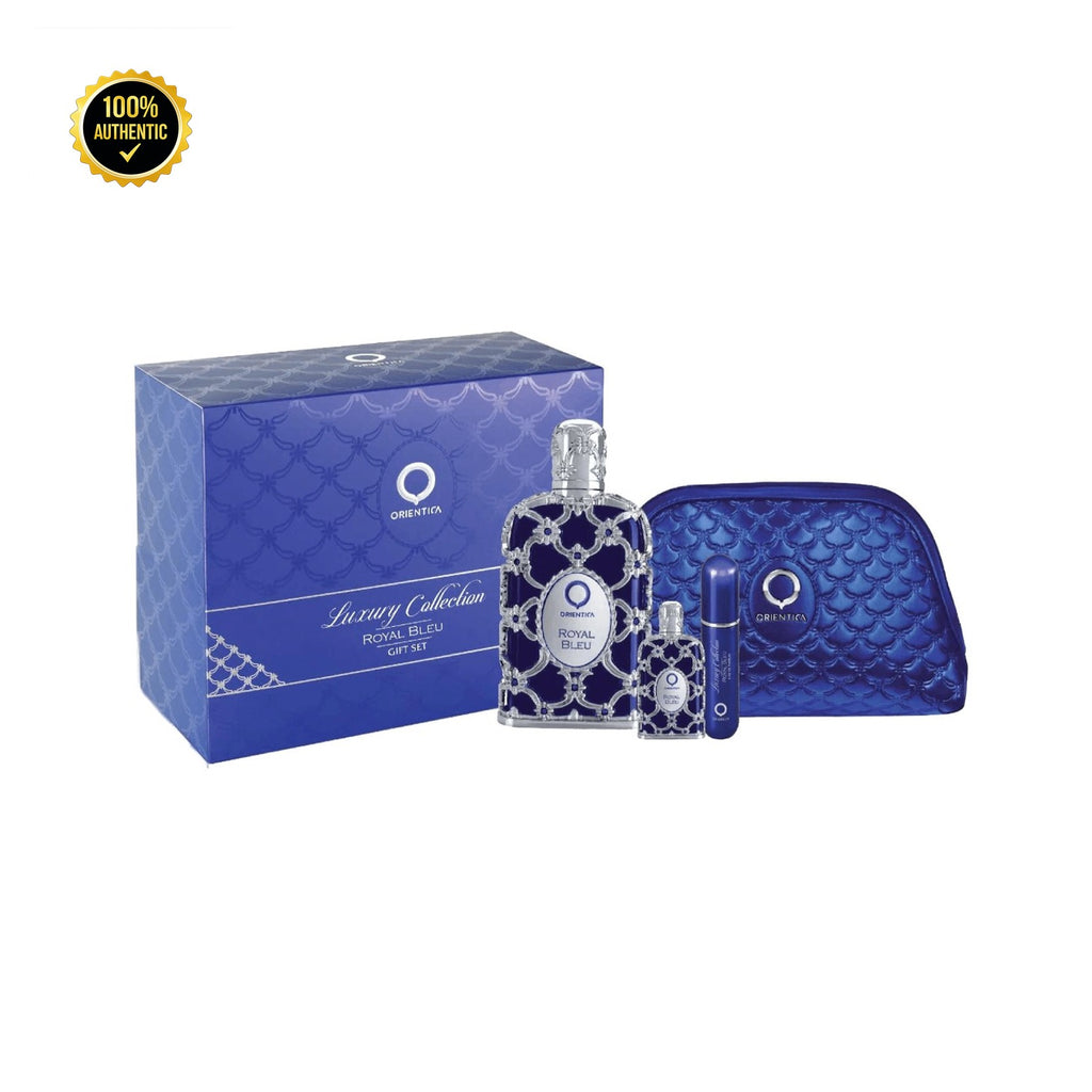Set W- Orientica Royal Bleu 4Pc (2.8oz EDP+ Mini Splash+2X0.33Spy)