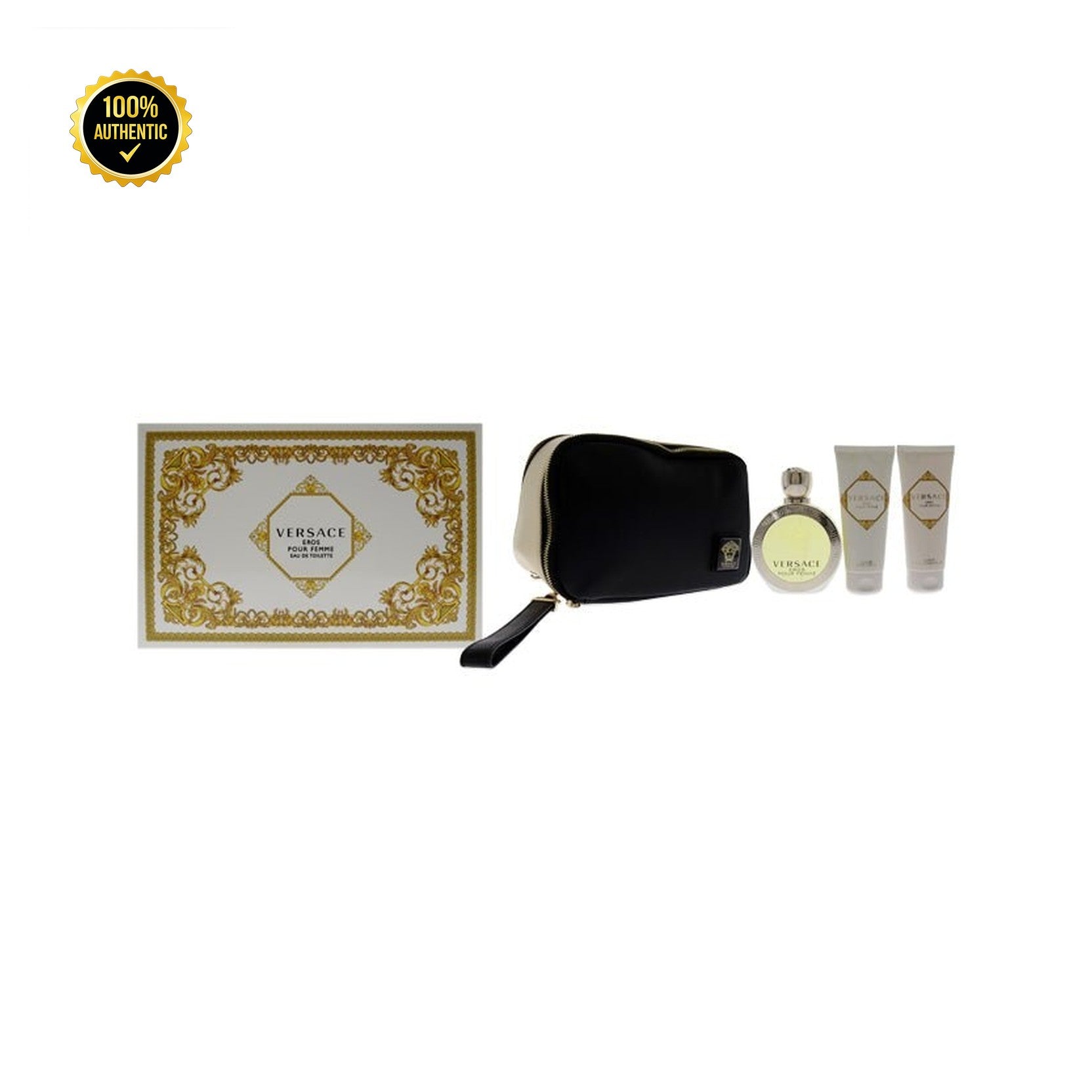 Set W- Versace Eros Femme 4Pc(3.4oz EDT+3.4Sg+3.4Bl+Bag)